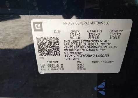 2021 Cadillac Xt6 Fwd Premium Luxury z USA, uszkodzony, nr VIN 1GYKPCRS9MZ146080